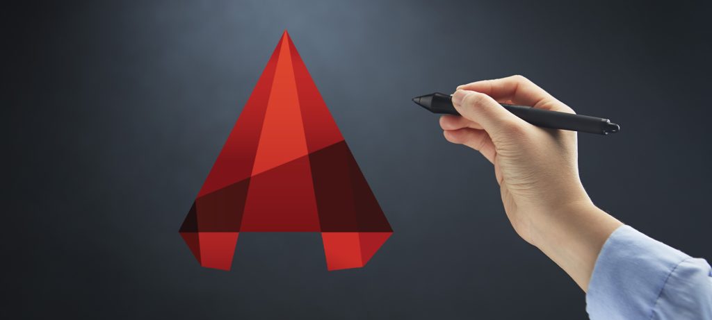Logo Autocad avec une main qui tient un stylet